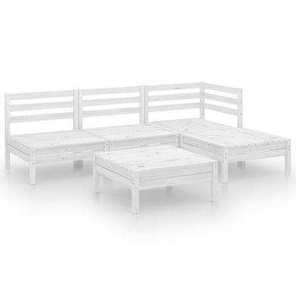 5-Delige Loungeset Massief Grenenhout Wit