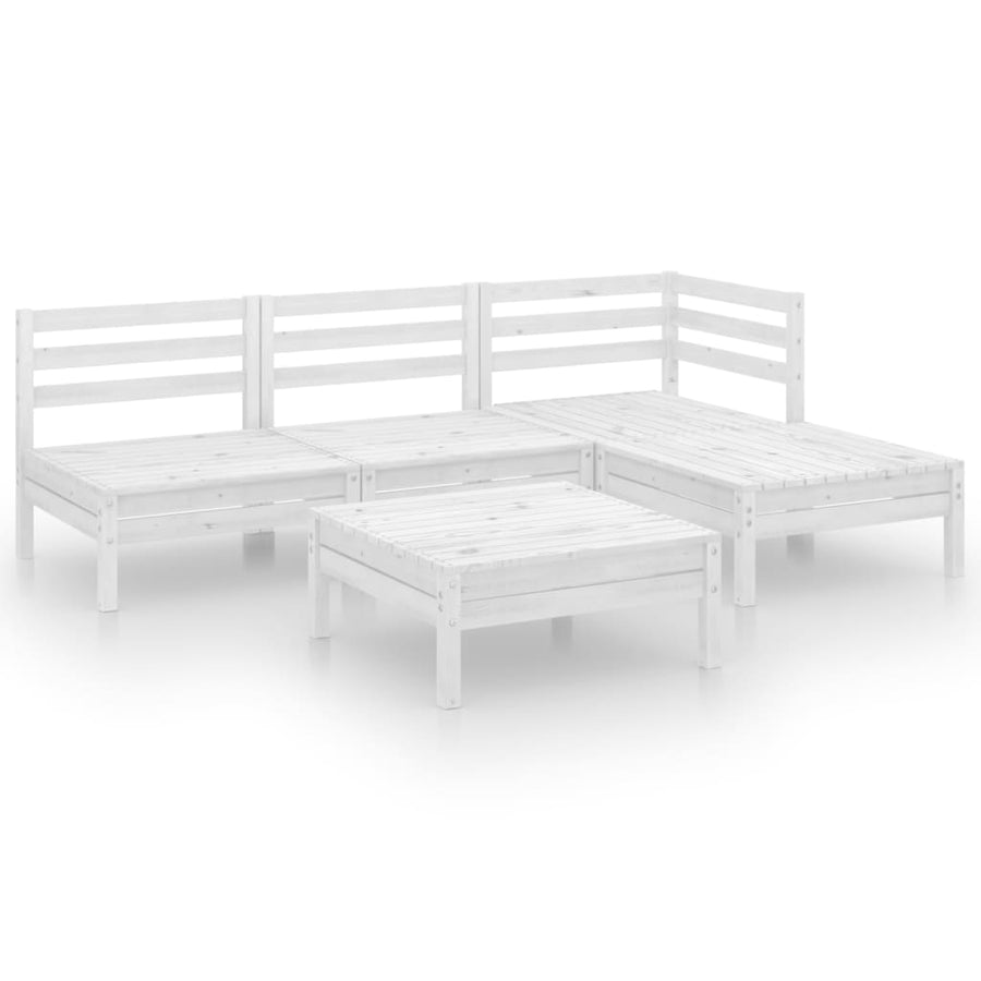 5-Delige Loungeset Massief Grenenhout Wit