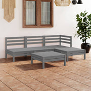 Loungeset 5-delig massief grenenhout grijs