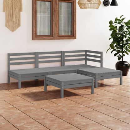 5-Delige Loungeset Massief Grenenhout Wit