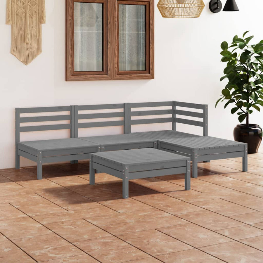 5-Delige Loungeset Massief Grenenhout Wit