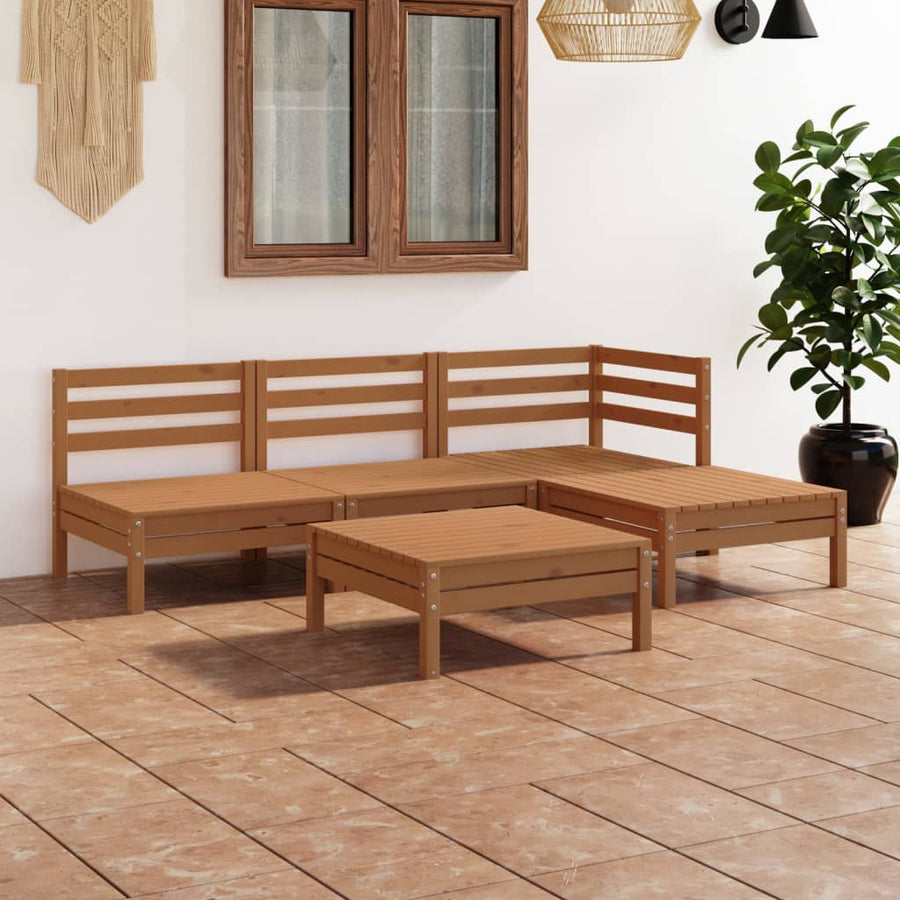 5-Delige Loungeset Massief Grenenhout Wit