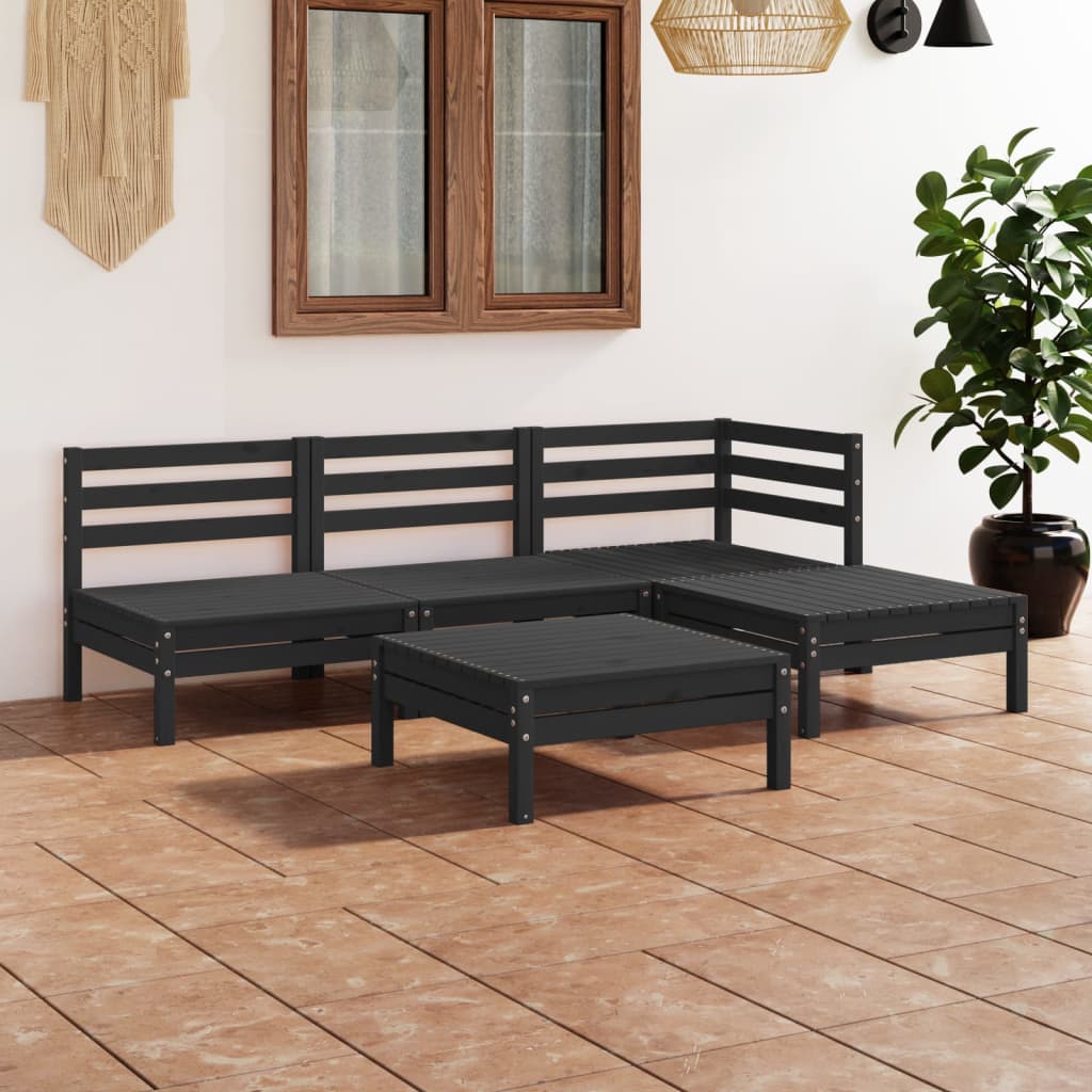 5-Delige Loungeset Massief Grenenhout Wit