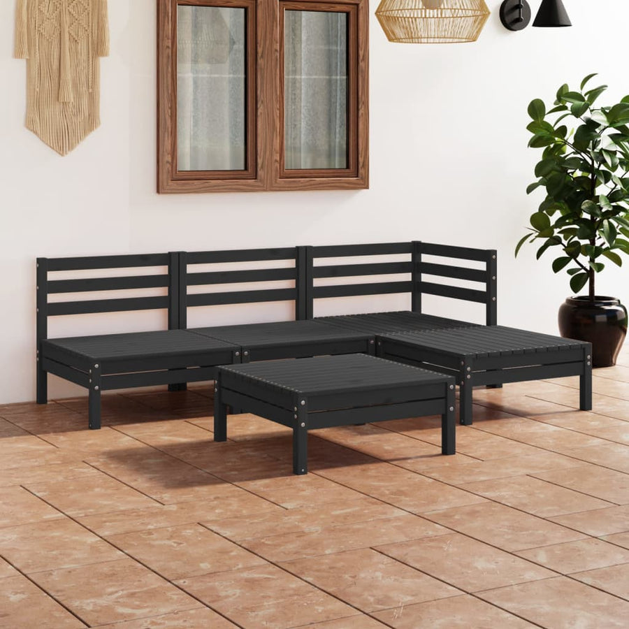 5-Delige Loungeset Massief Grenenhout Wit