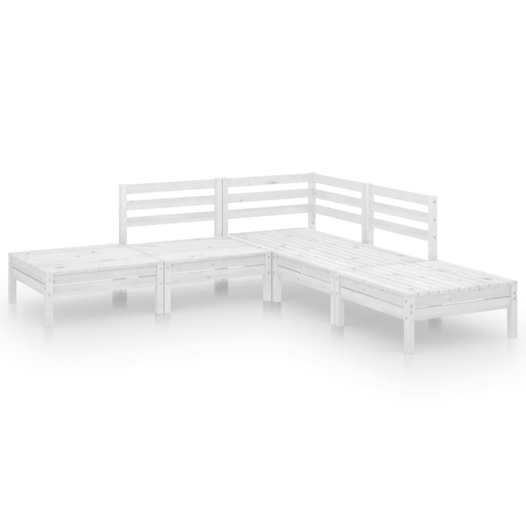 5-Delige Loungeset Massief Grenenhout Wit