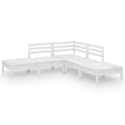 5-Delige Loungeset Massief Grenenhout Wit