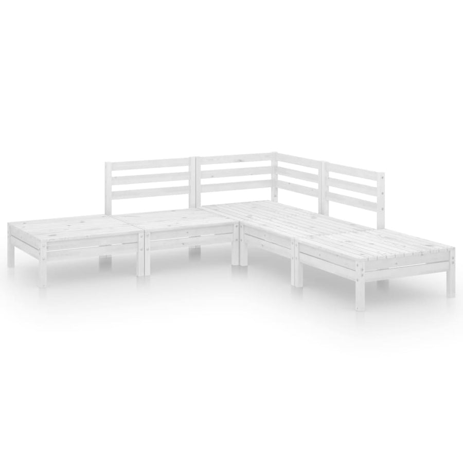 5-Delige Loungeset Massief Grenenhout Wit