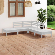 Loungeset 5-delig massief grenenhout wit