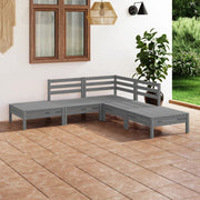 Loungeset 5-delig massief grenenhout grijs