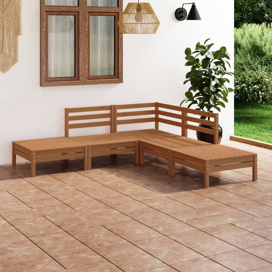 5-Delige Loungeset Massief Grenenhout Wit