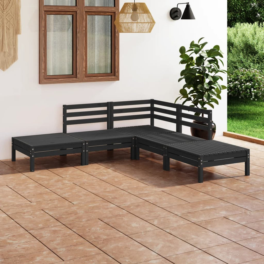 5-Delige Loungeset Massief Grenenhout Wit
