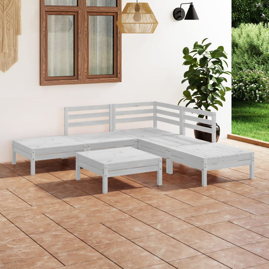 6-Delige Loungeset Massief Grenenhout Wit