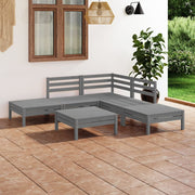 Loungeset 6-delig massief grenenhout grijs