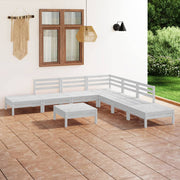 Loungeset 8-delig massief grenenhout wit