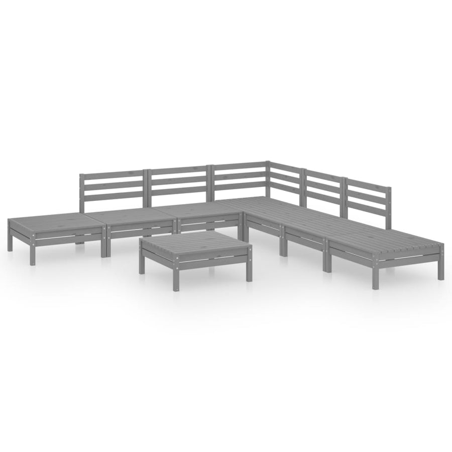 8-Delige Loungeset Massief Grenenhout Grijs