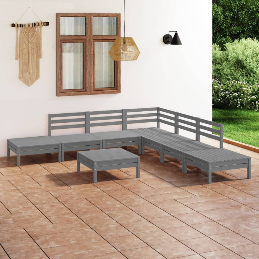 8-Delige Loungeset Massief Grenenhout Wit