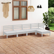 Loungeset 5-delig massief grenenhout wit