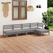 Loungeset 5-delig massief grenenhout grijs