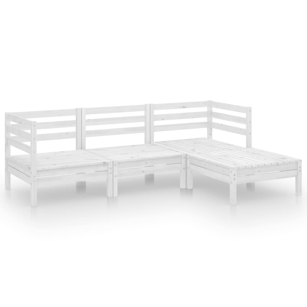 4-Delige Loungeset Massief Grenenhout Wit