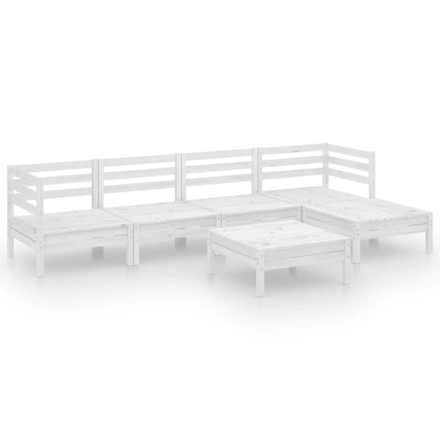 6-Delige Loungeset Massief Grenenhout Wit