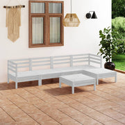 Loungeset 6-delig massief grenenhout wit