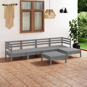 Loungeset 6-delig massief grenenhout grijs
