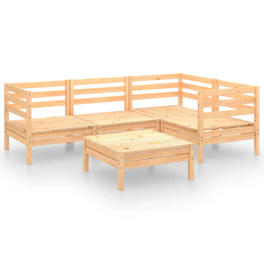 5-Delige Loungeset Massief Grenenhout Bruin