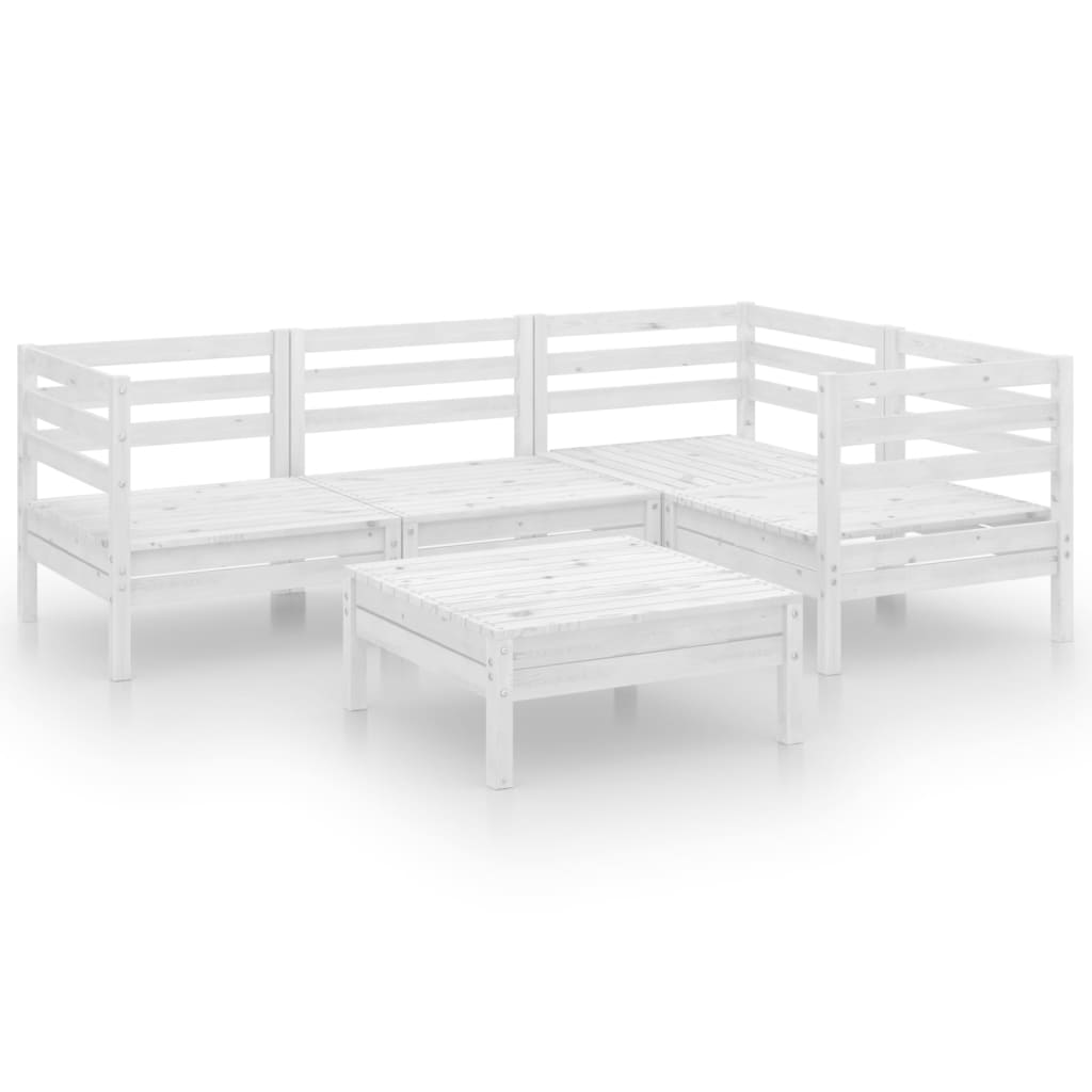 5-Delige Loungeset Massief Grenenhout Wit