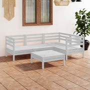 Loungeset 5-delig massief grenenhout wit