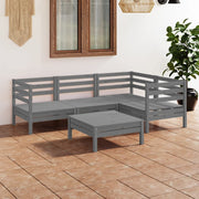 Loungeset 5-delig massief grenenhout grijs