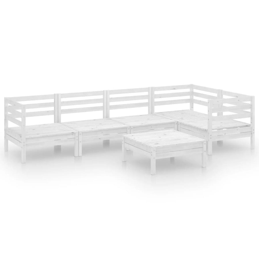 6-Delige Loungeset Massief Grenenhout Wit