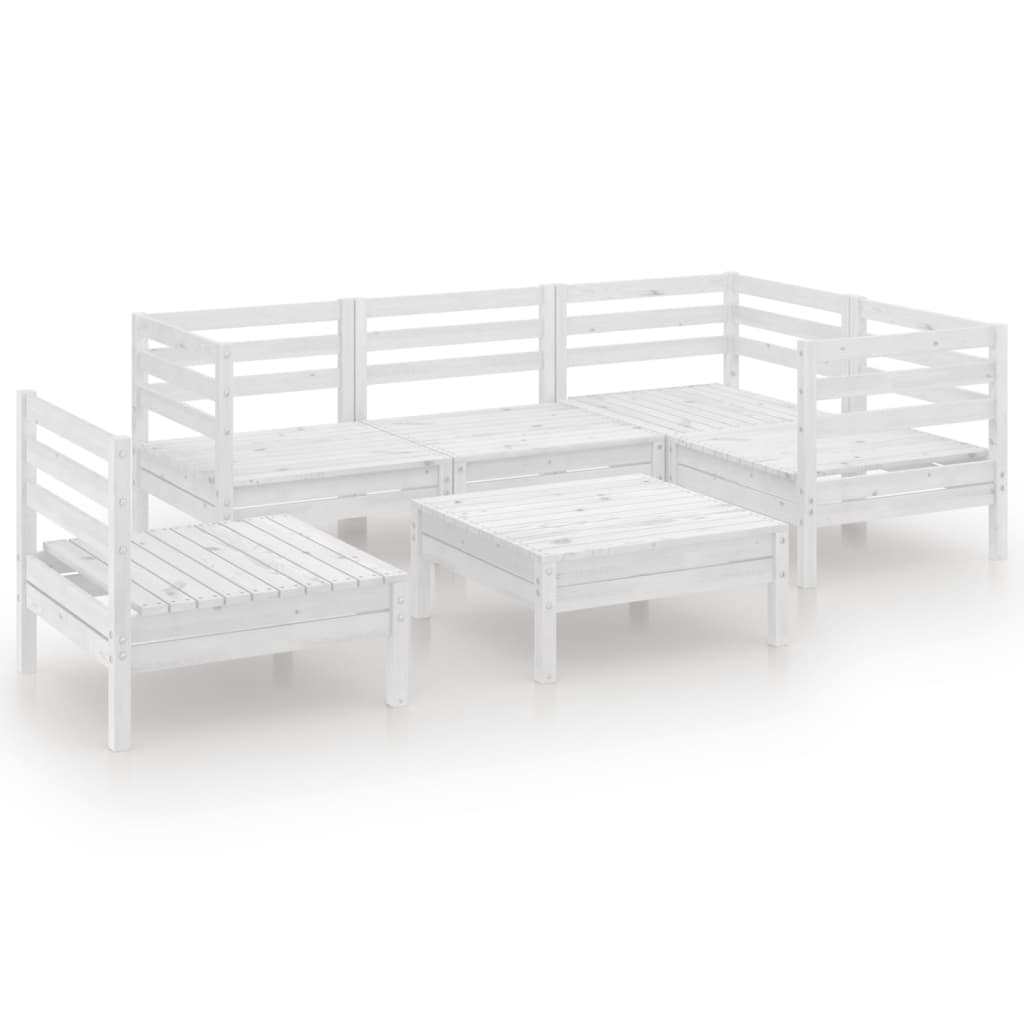 6-Delige Loungeset Massief Grenenhout Wit