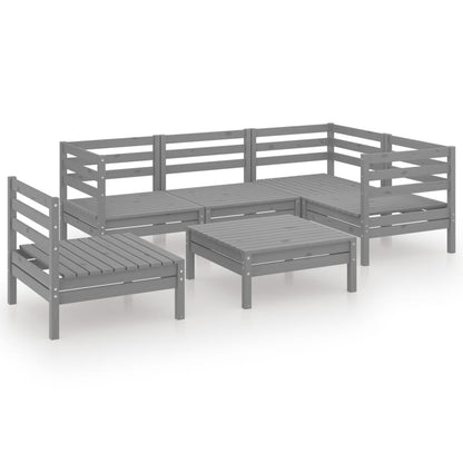 6-delige Loungeset massief grenenhout grijs