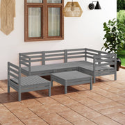 Loungeset 6-delig massief grenenhout grijs