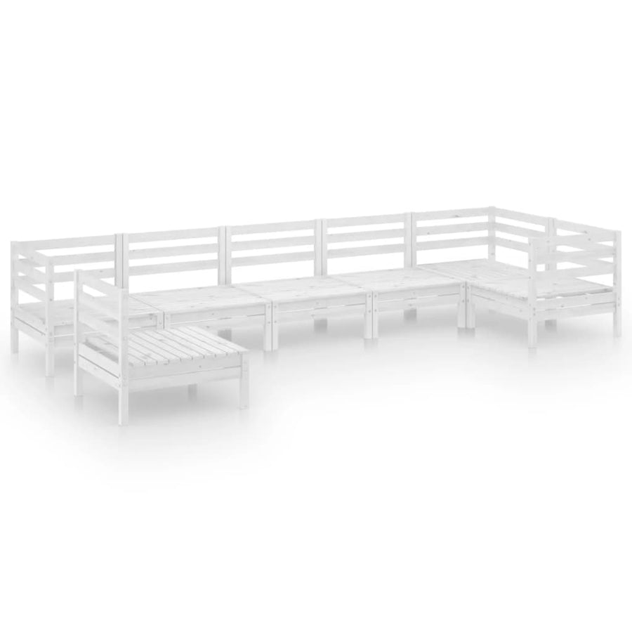 7-Delige Loungeset Massief Grenenhout Wit