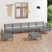 Loungeset 8-delig massief grenenhout grijs