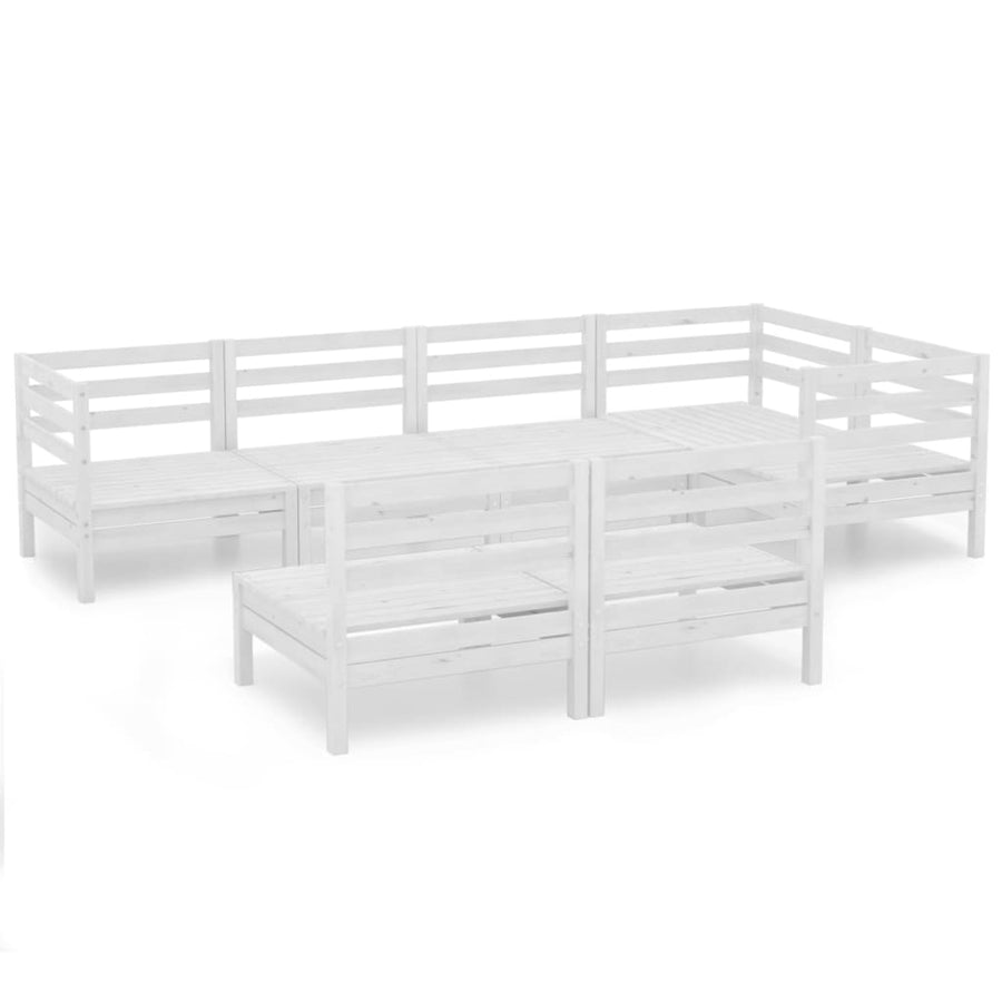 7-Delige Loungeset Massief Grenenhout Wit