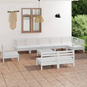 Loungeset 10-delig massief grenenhout wit