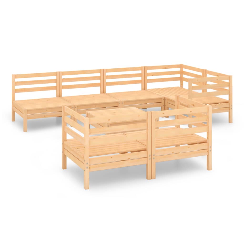 8-Delige Loungeset Massief Grenenhout Naturel