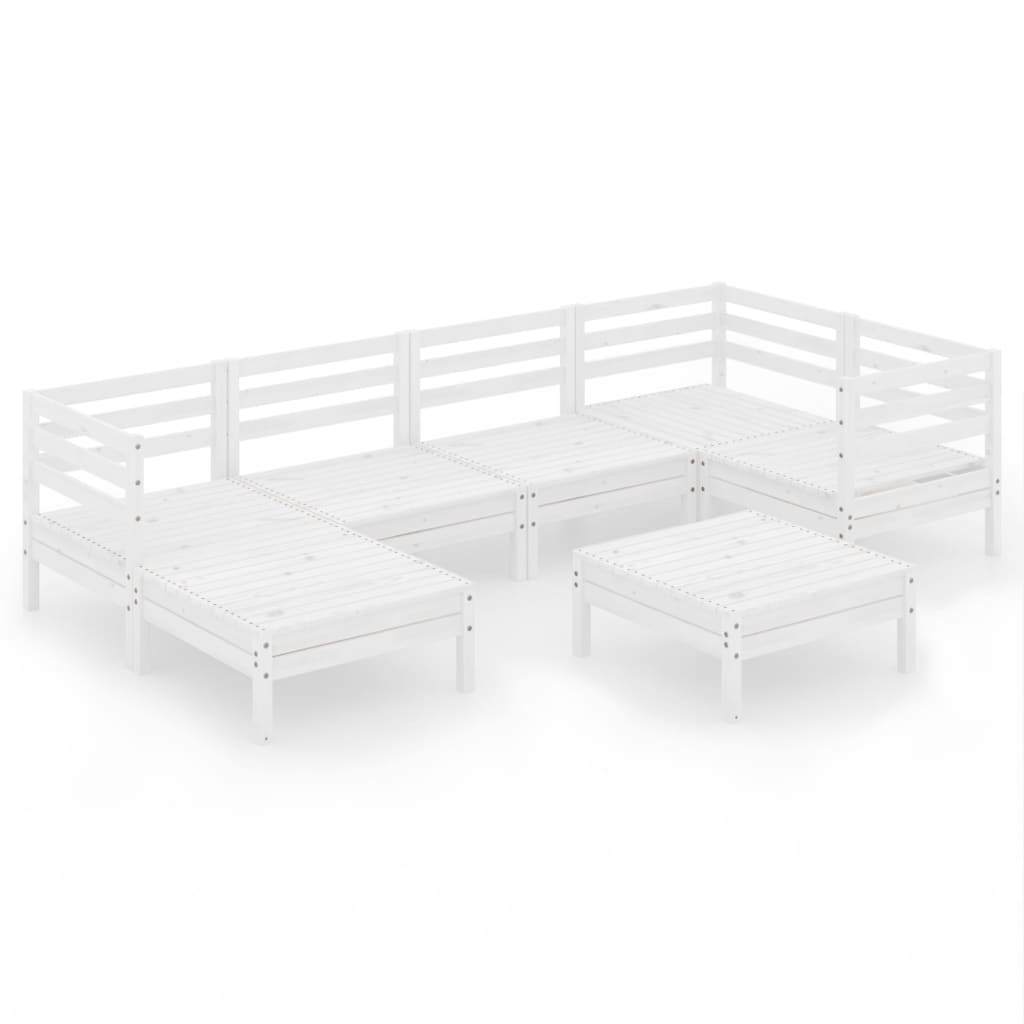 7-Delige Loungeset Massief Grenenhout Wit