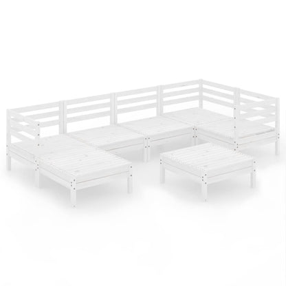 7-Delige Loungeset Massief Grenenhout Wit