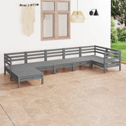 Loungeset 7-delig massief grenenhout grijs