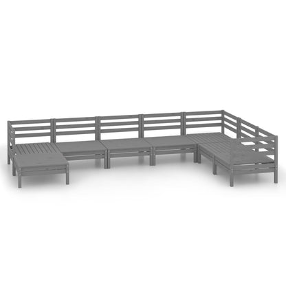 8-delige Loungeset massief grenenhout grijs