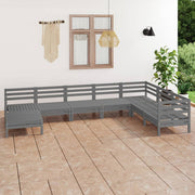 Loungeset massief grenenhout grijs 8-delig