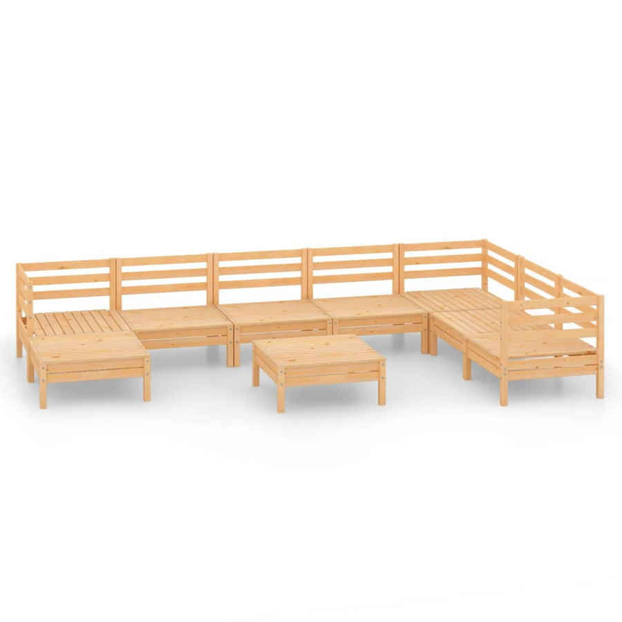 9-Delige Loungeset Massief Grenenhout Naturel