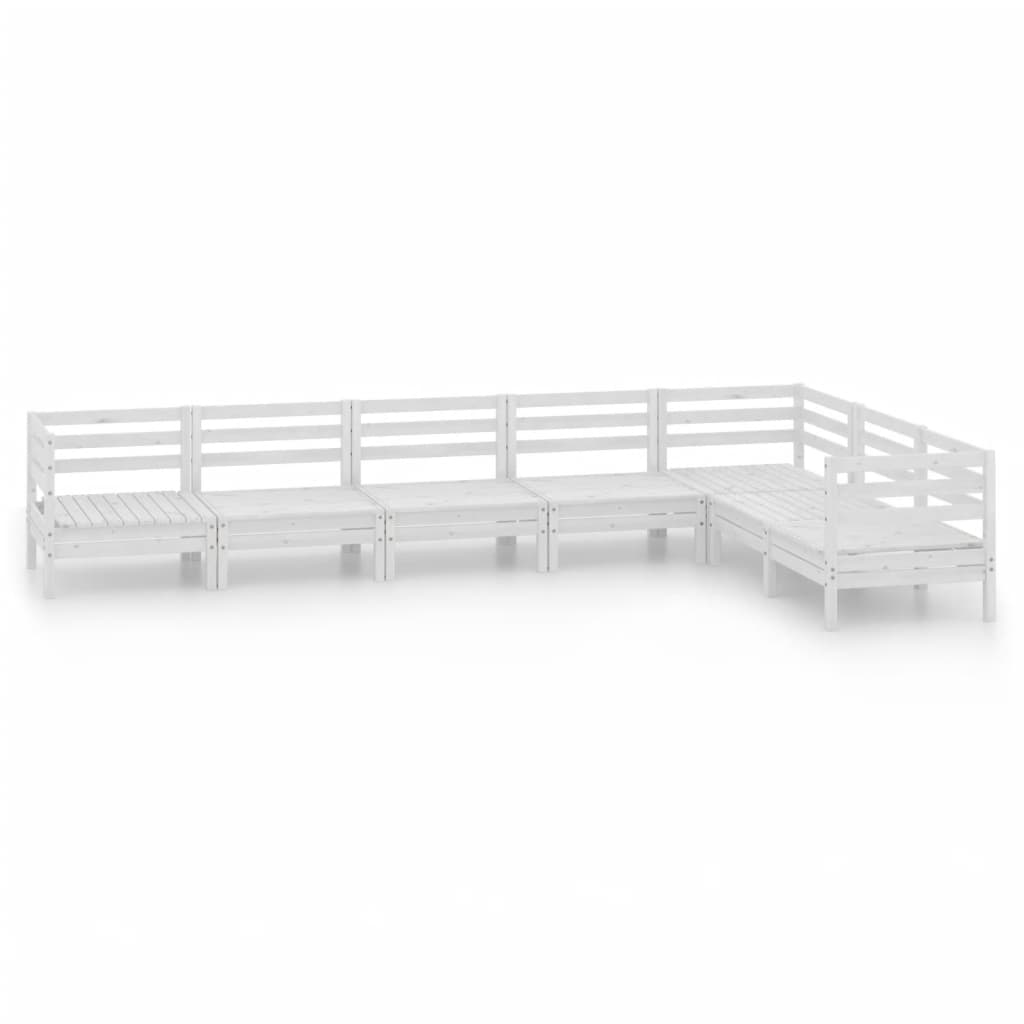 7-Delige Loungeset Massief Grenenhout Wit