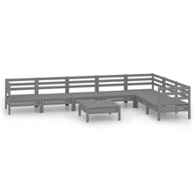 8-delige Loungeset massief grenenhout grijs