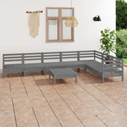 Loungeset 8-delig massief grenenhout grijs