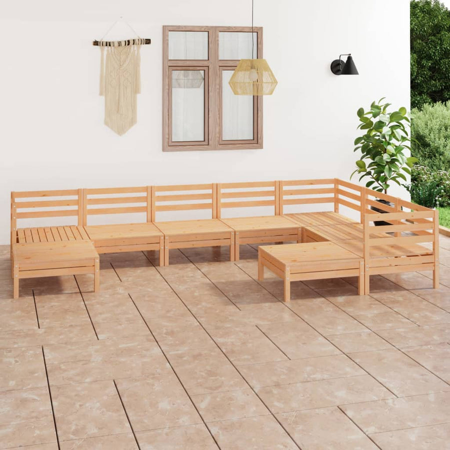 9-Delige Loungeset Massief Grenenhout Naturel