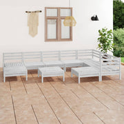 Loungeset 10-delig massief grenenhout wit